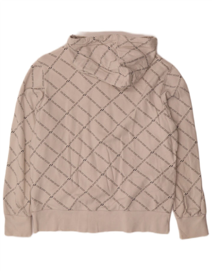 Maglione con cappuccio e zip grafica da uomo LOTTO in cotone bianco medio