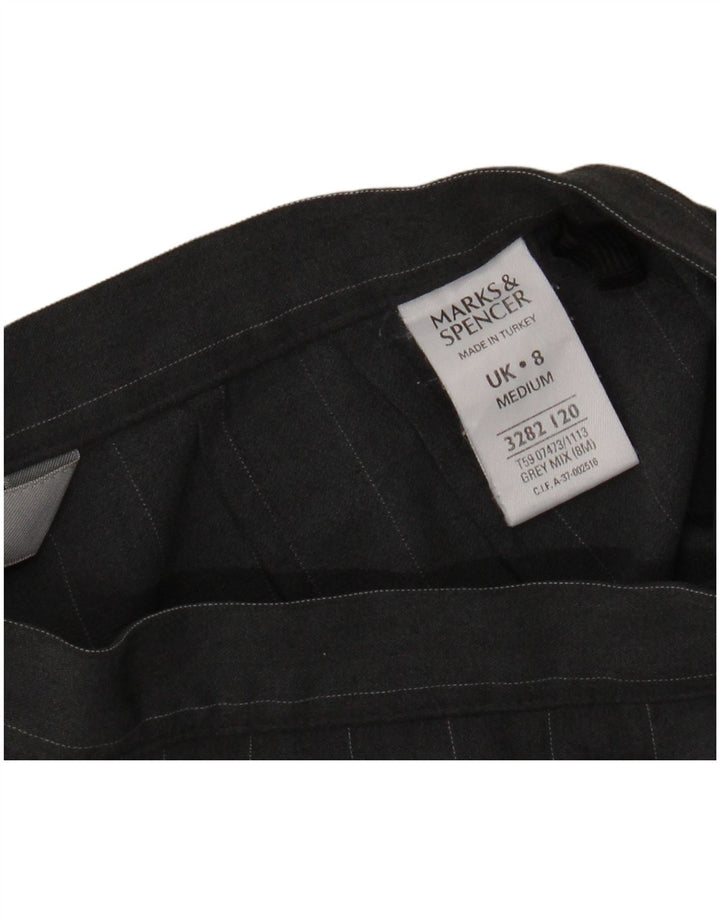 Pantaloni da abito da donna Marks & Spencer UK 8 piccoli W26 L30 a righe grigie