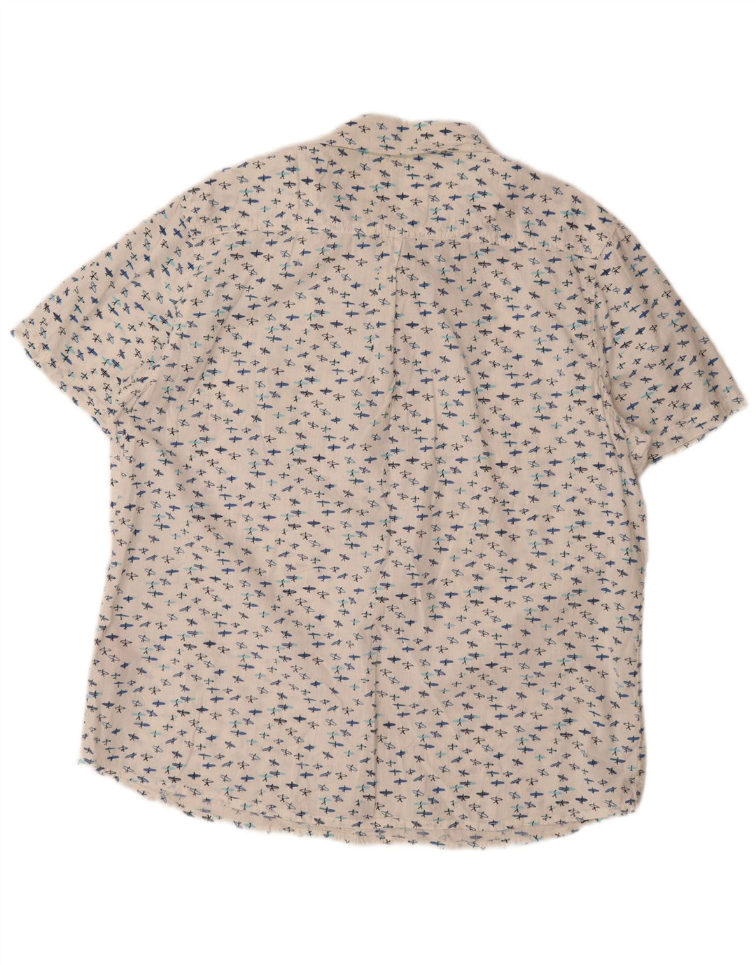 Camicia a maniche corte da uomo con motivo astratto Weird Fish XL in cotone bianco