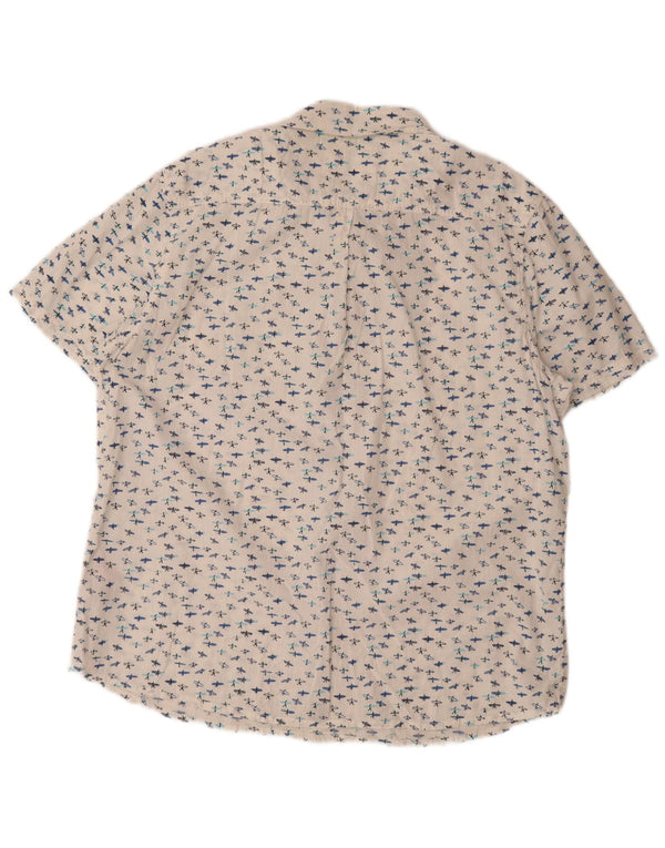 Camicia a maniche corte da uomo con motivo astratto Weird Fish XL in cotone bianco