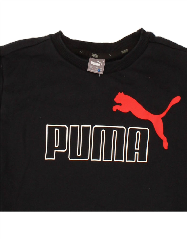 PUMA Boys Graphic Sweatshirt Jumper 13-14 Years  Black Cotton Vintage Puma and Second-Hand Puma from Messina Hembry 