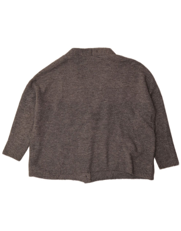 Maglione cardigan con maniche a 3/4 da donna Zara UK 14 Acrilico grigio medio
