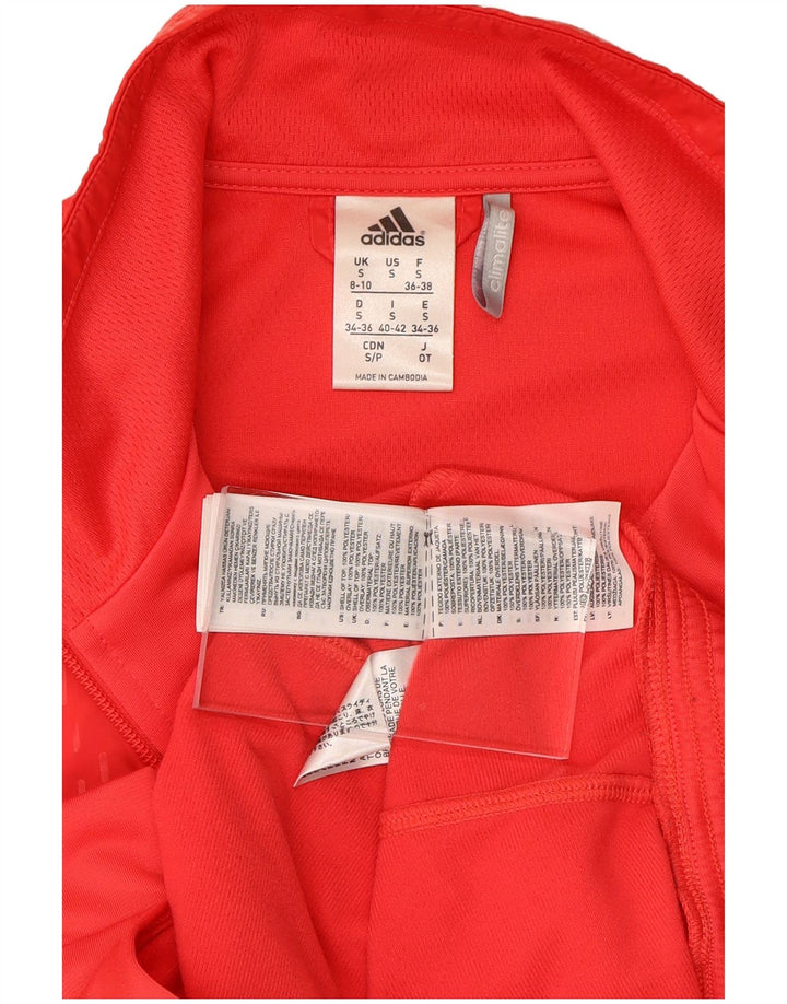 ADIDAS Womens Climalite Tracksuit Top Jacket UK 8/10 Small Red Polyester