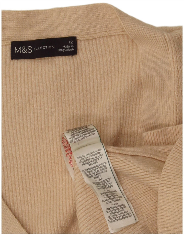 Maglione cardigan corto da donna Marks & Spencer UK 12 Viscosa beige medio