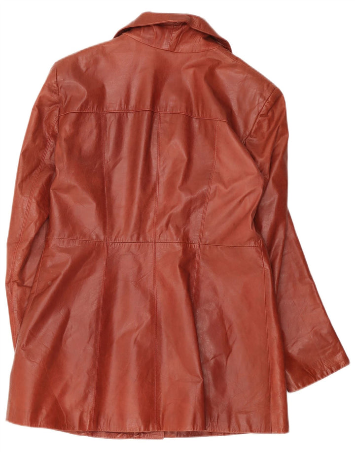 Giacca blazer in pelle da donna a 3 bottoni Schegge IT 44 in pelle marrone medio