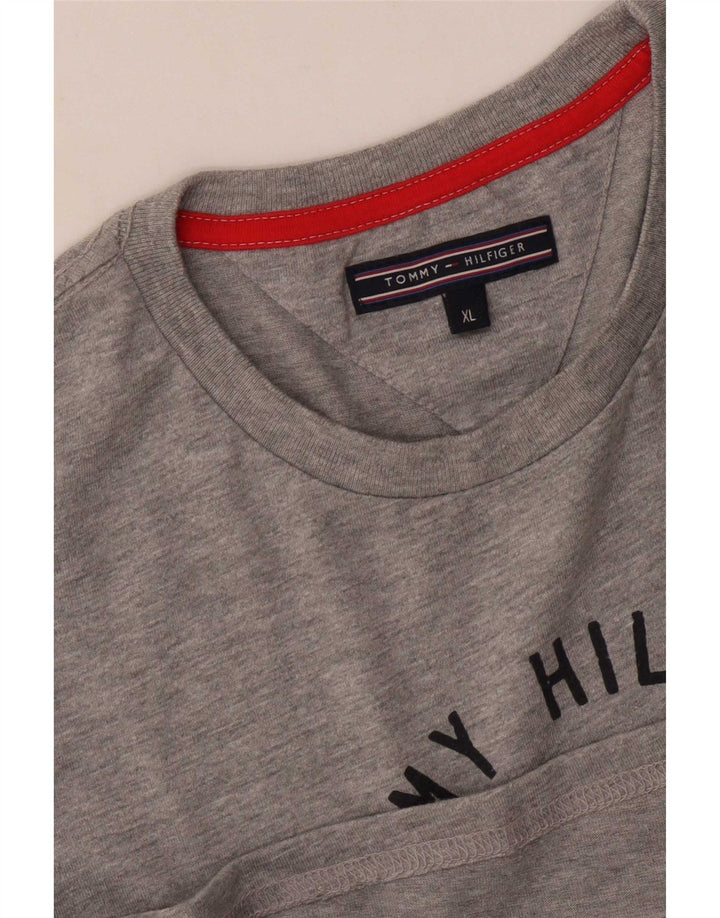 T-shirt grafica da uomo Tommy Hilfiger Top XL grigio chiazzato