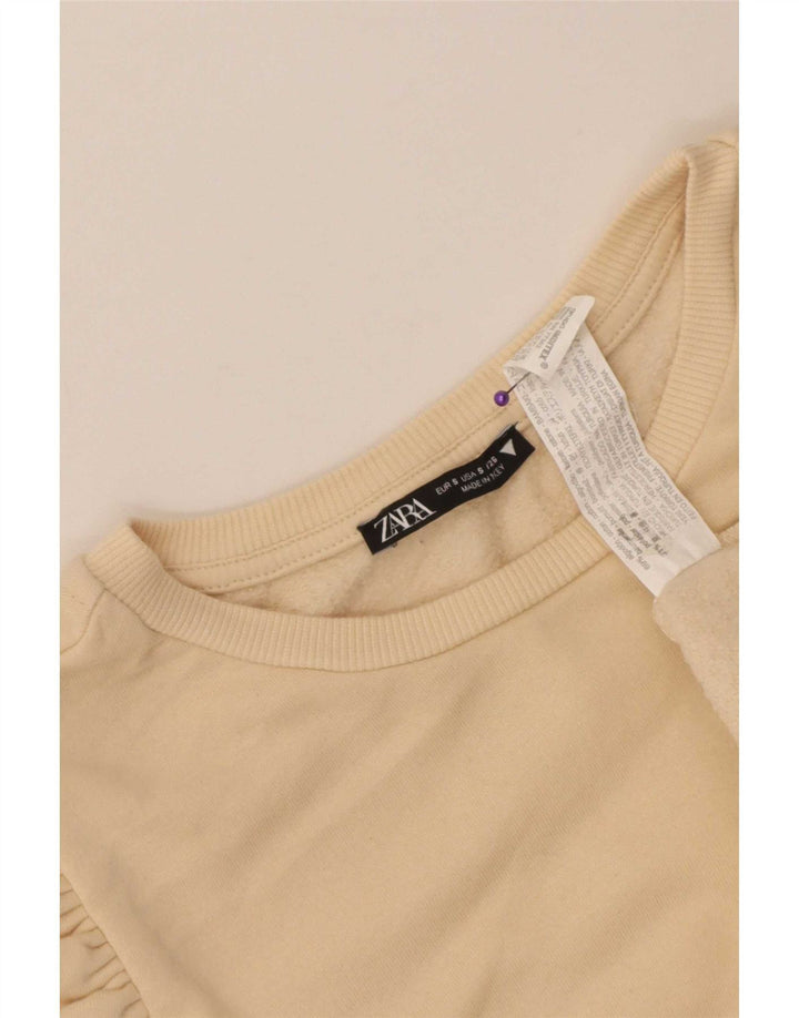 Top corto da donna Zara a maniche lunghe UK 10 piccolo in cotone beige