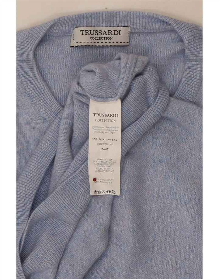 Maglione Trussardi Uomo Girocollo Blu Medio Lana