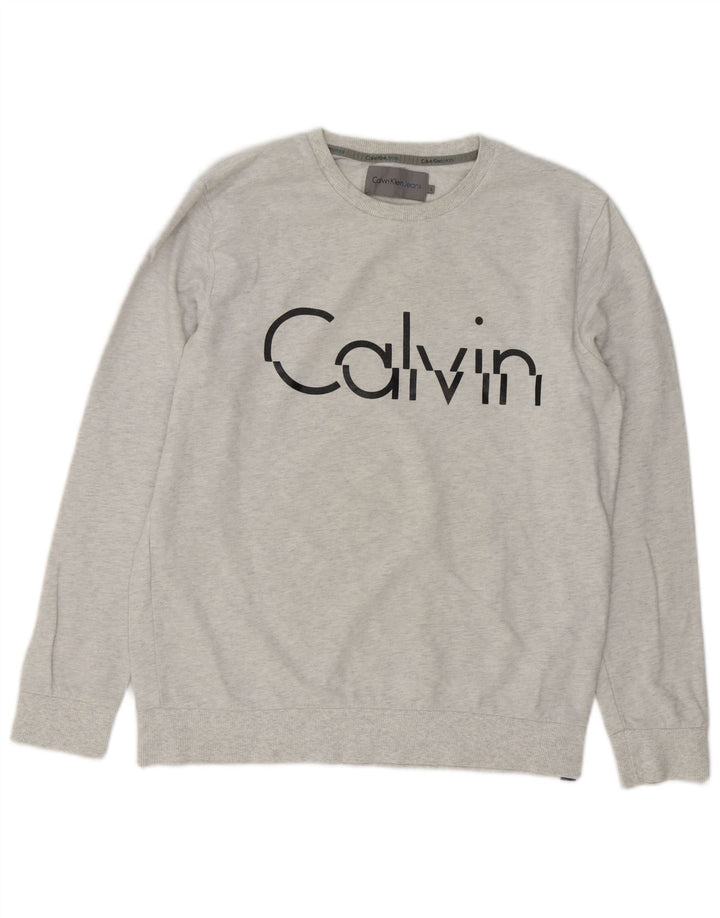 CALVIN KLEIN JEANS Felpa con grafica da uomo Maglione grande grigio screziato