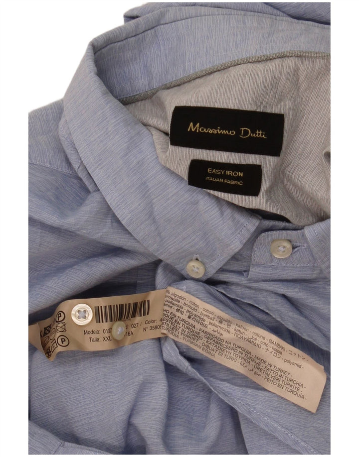 Camicia Uomo Massimo Dutti 2XL Cotone Gessato Blu