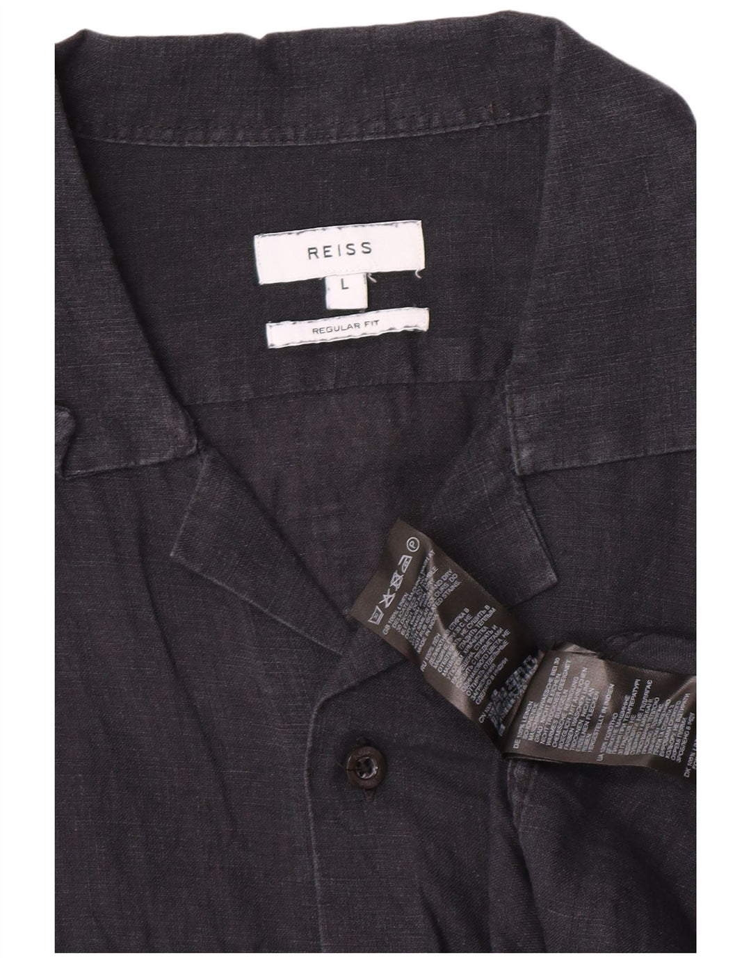 Camicia Reiss da uomo a maniche corte, vestibilità regolare, grande, in lino blu navy