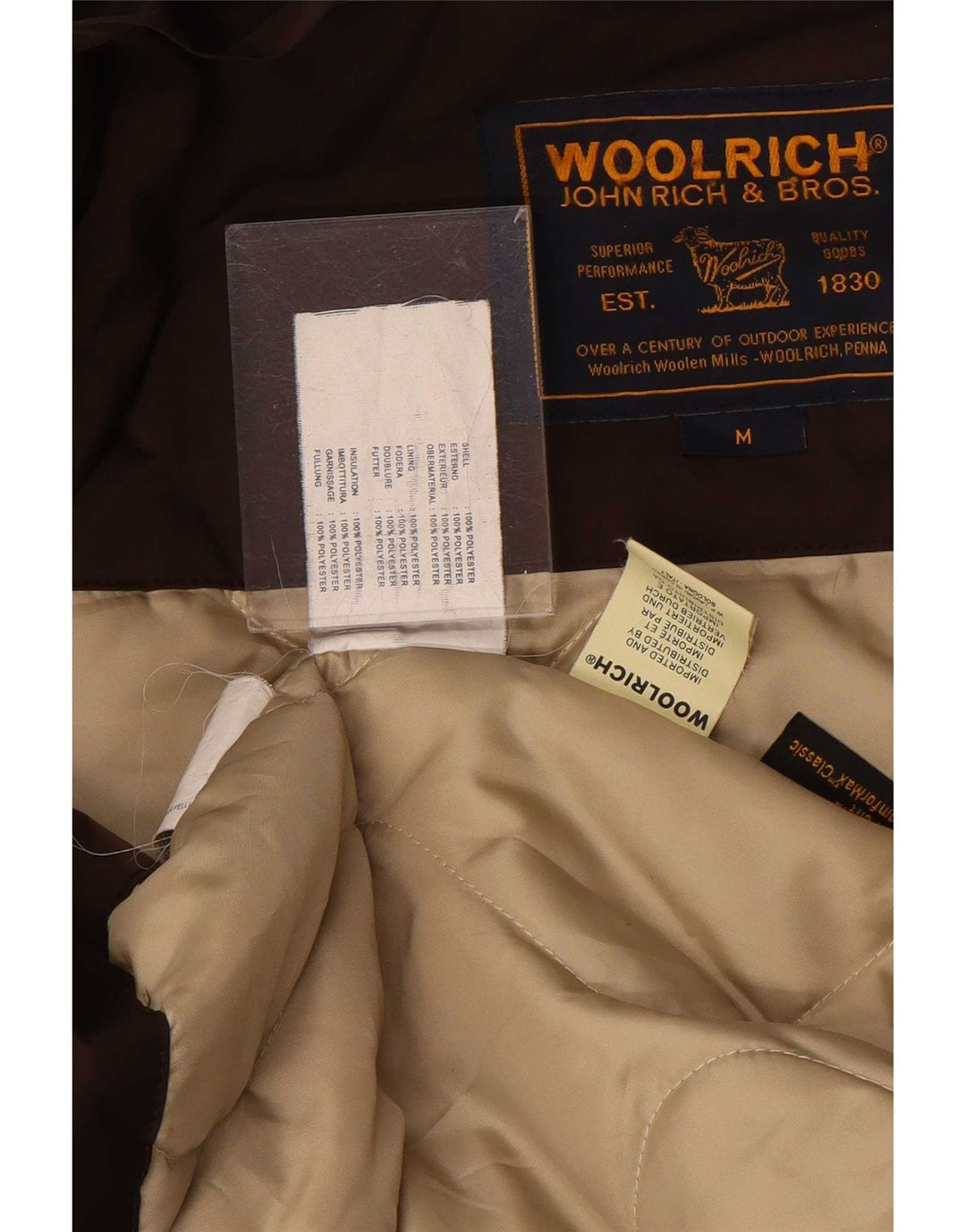 Giacca Parka con cappuccio da donna Woolrich UK 14 Poliestere marrone medio