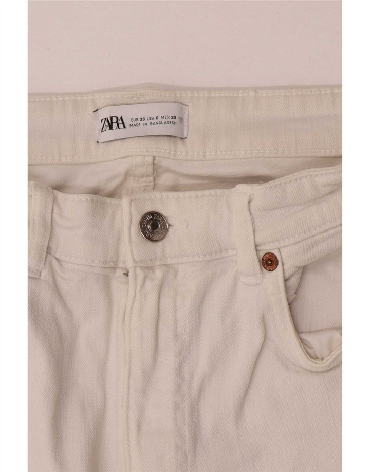 Jeans dritti corti da donna Zara EU 38 piccoli W28 L26 bianchi
