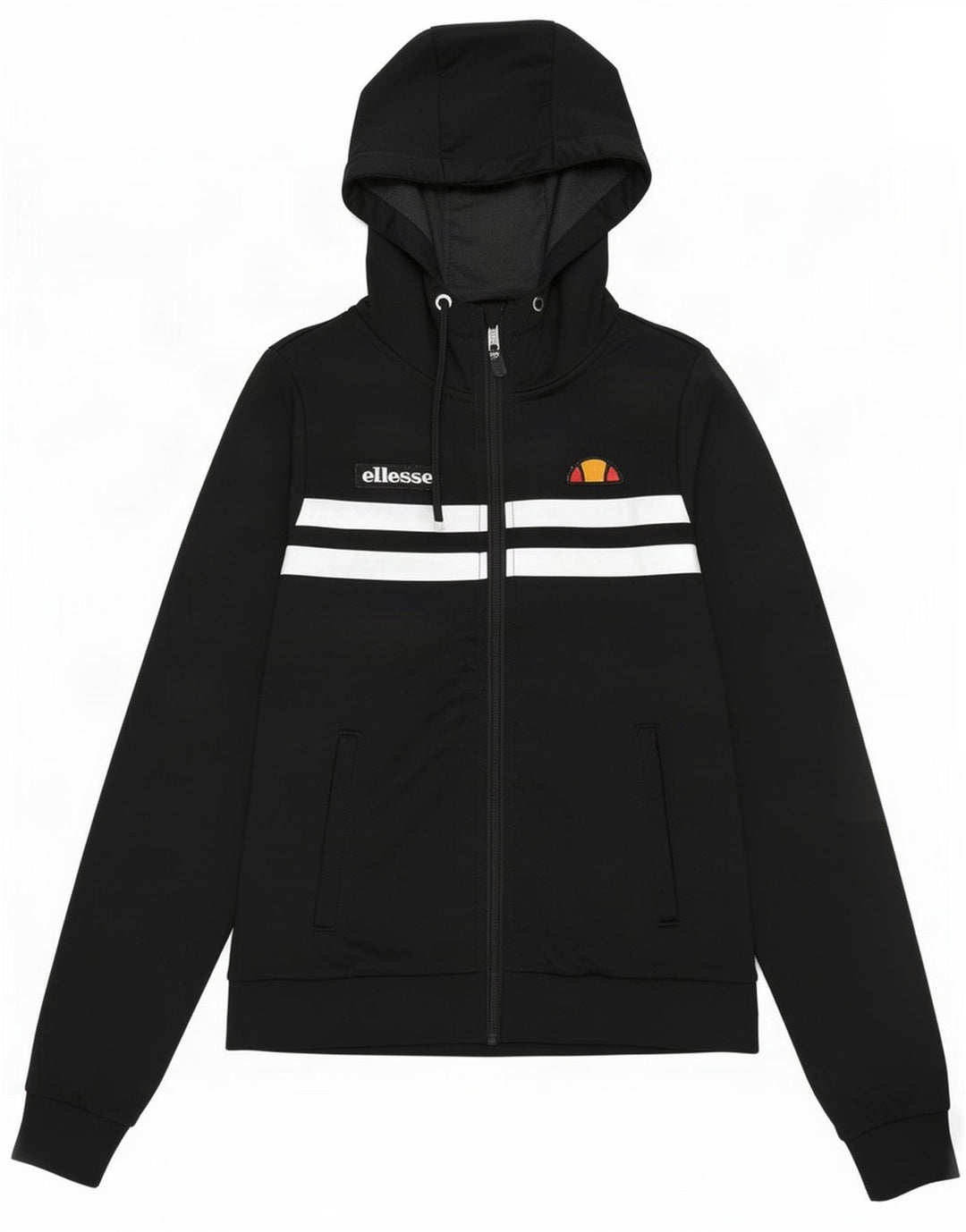 Felpa con cappuccio e zip da donna Ellesse UK 8 Small Poliestere color block nero
