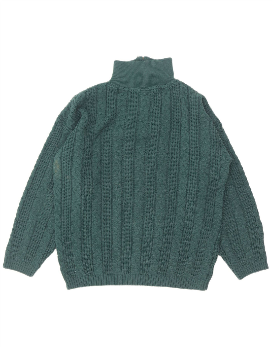 Maglione vintage da uomo con collo con zip UK 38/40 Poliacrilico verde medio