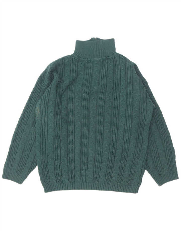 Maglione vintage da uomo con collo con zip UK 38/40 Poliacrilico verde medio