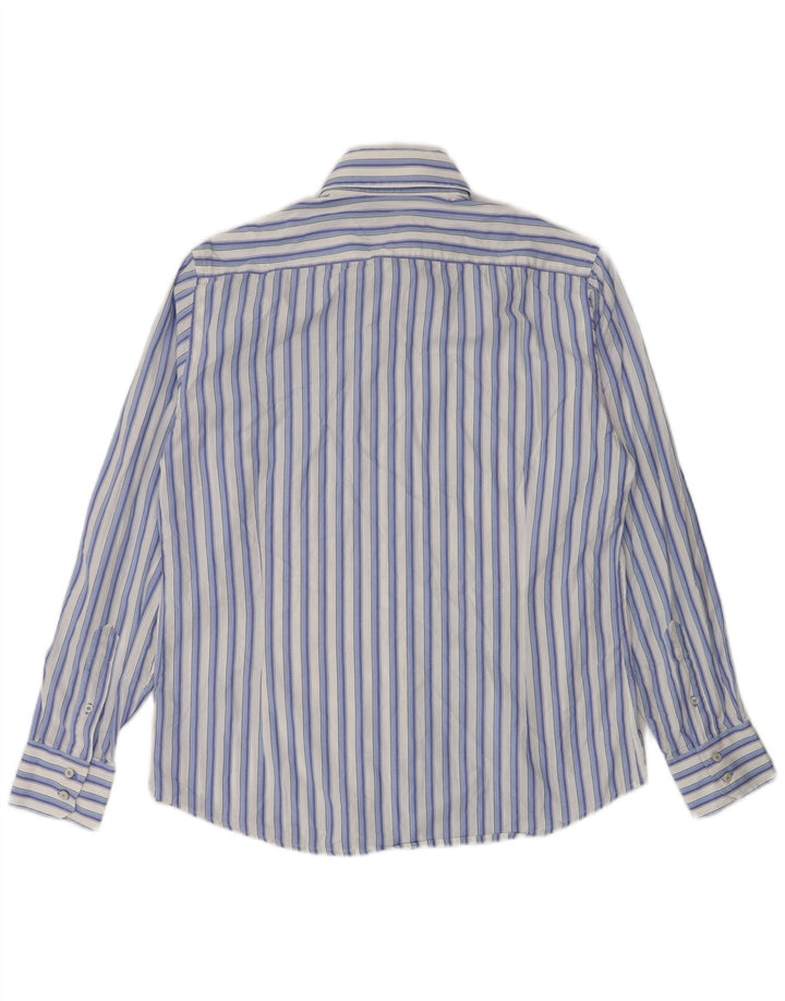 E camicia da uomo taglia 40 in cotone a righe blu medio