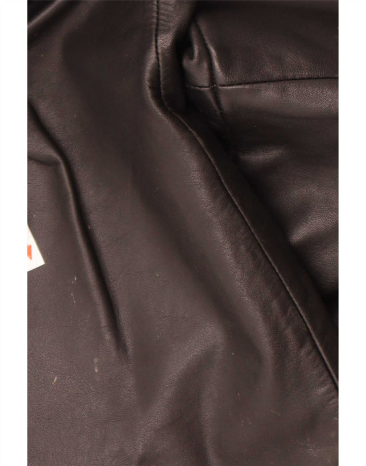 Pantaloni dritti in pelle vintage da uomo W34 L32 neri