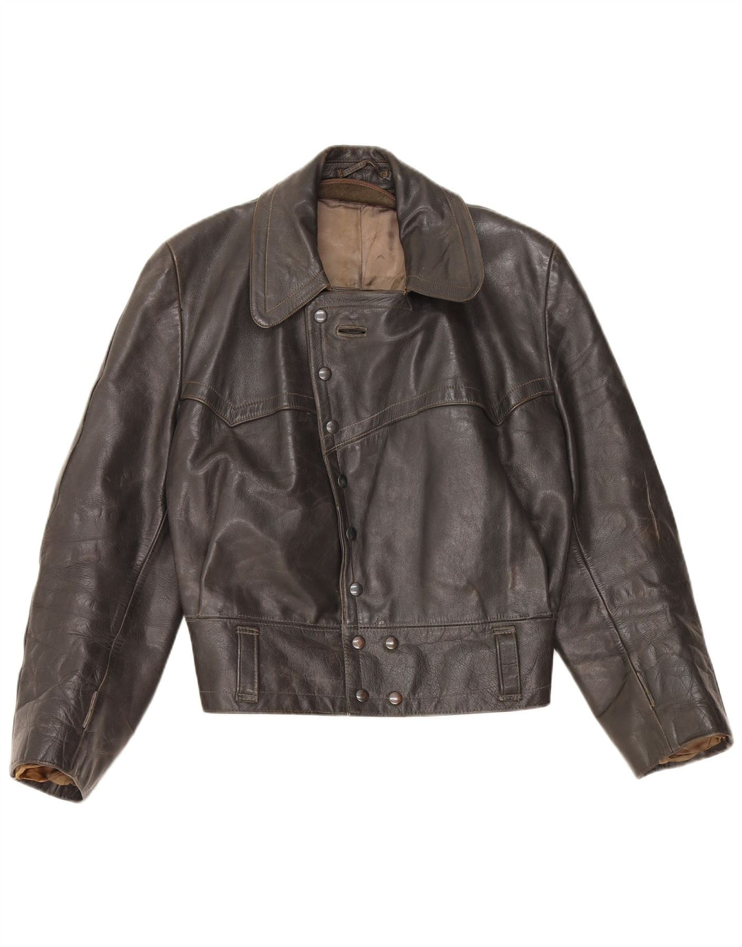 Giacca in pelle da donna VINTAGE UK 14 media nera