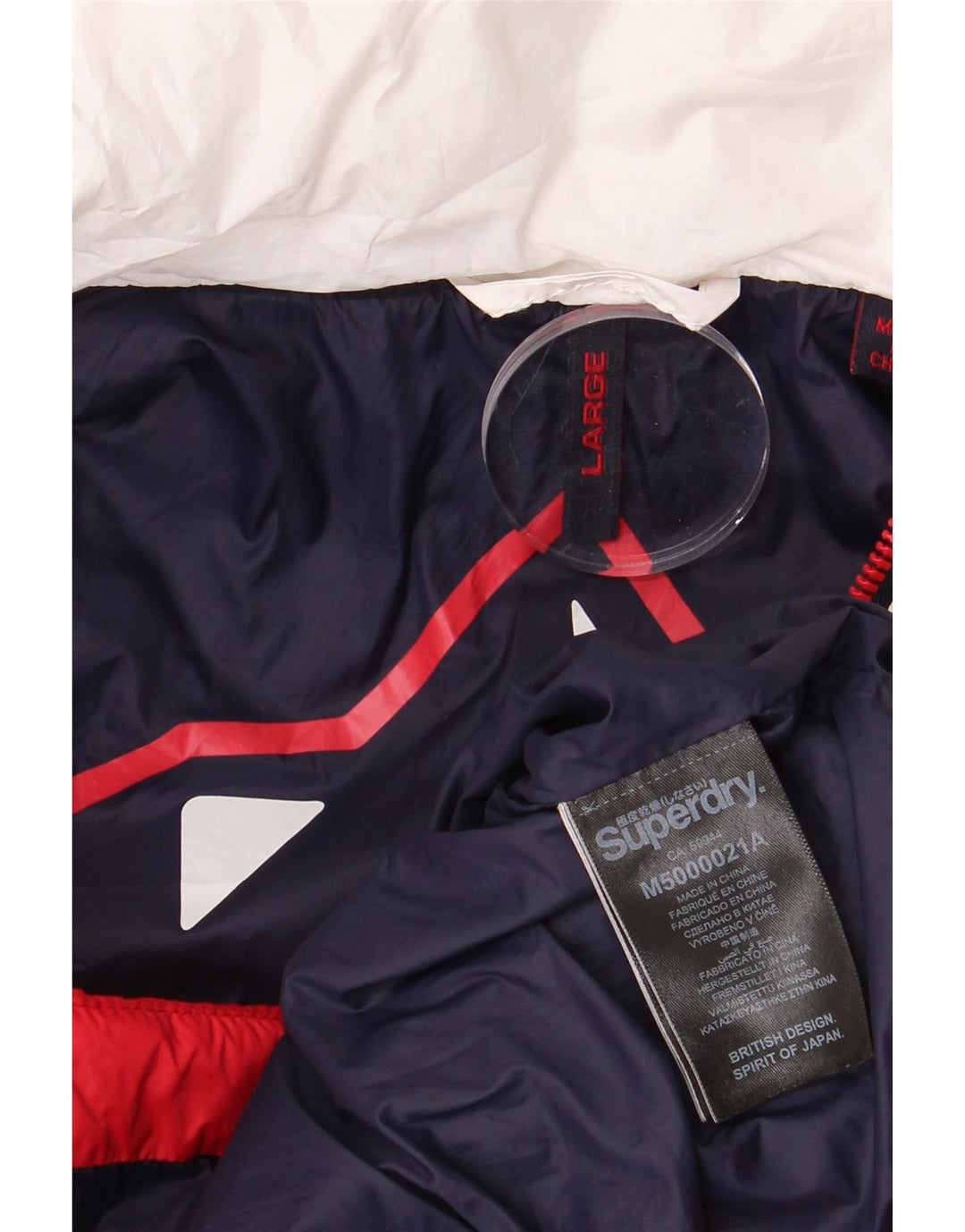 Giacca imbottita con cappuccio da uomo Superdry UK 40 Large Poliestere color block bianco