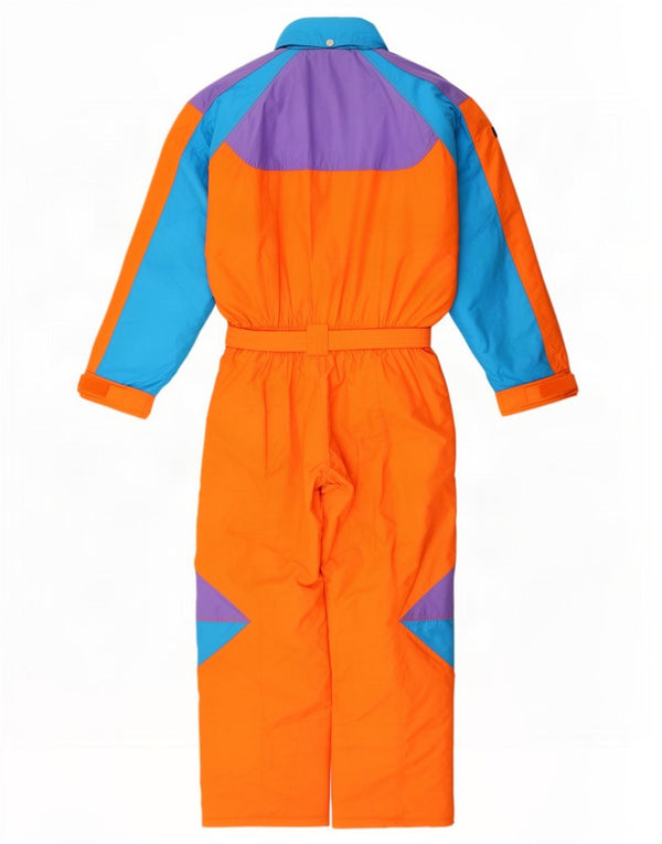 Tuta da sci vintage da uomo con cappuccio XL arancione color block in poliammide