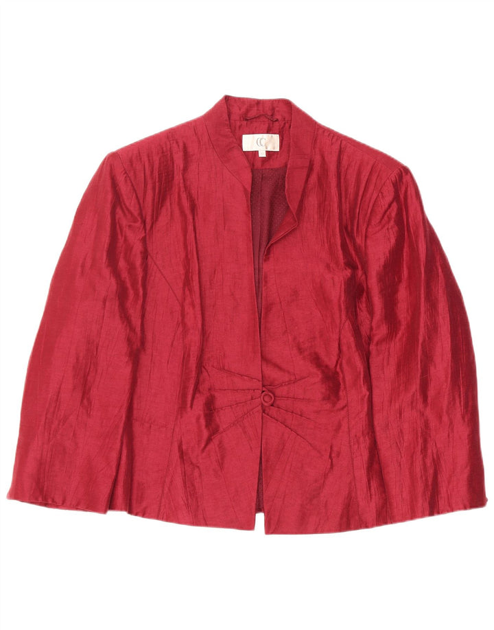 Giacca blazer da donna a 1 bottone CC UK 20 2XL Lino bordeaux