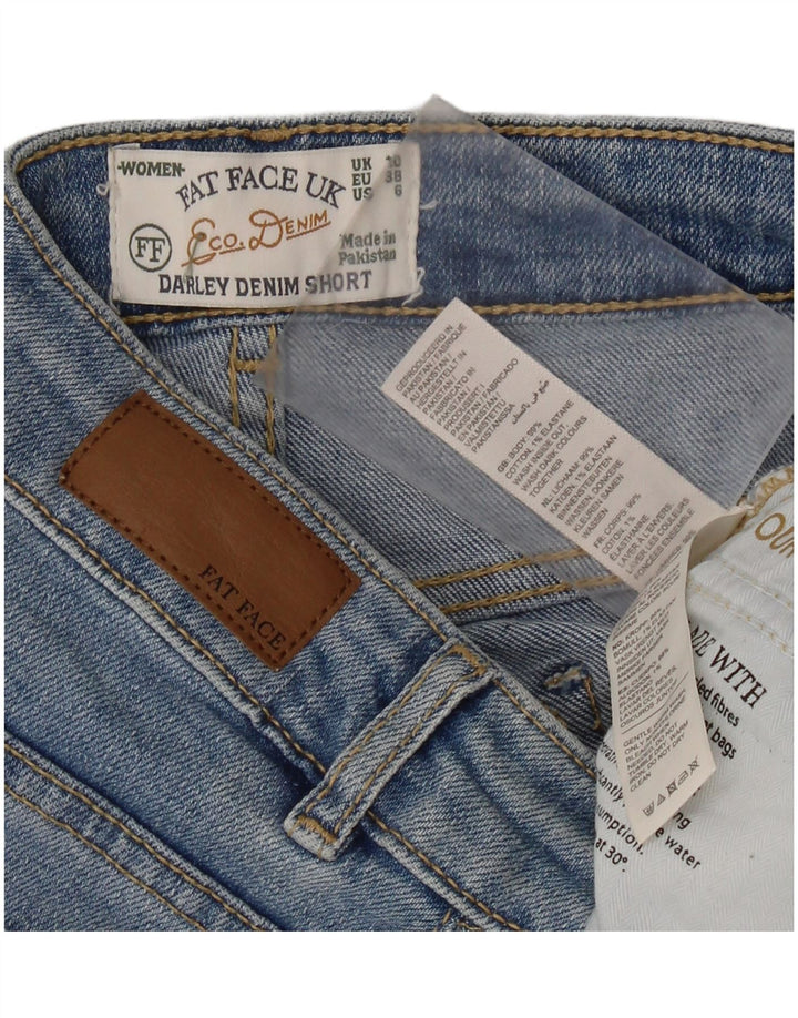FAT FACE Pantaloncini di jeans a vita alta Darley da donna UK 10 piccoli W28 blu