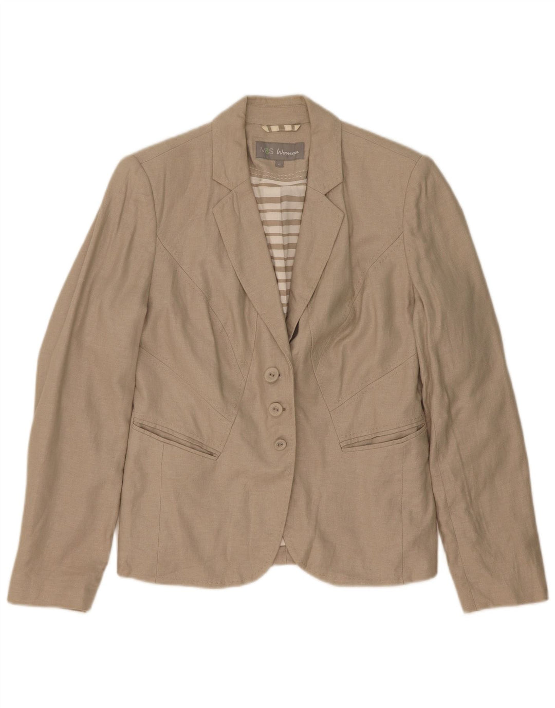 Giacca blazer a 3 bottoni Marks & Spencer da donna UK 12 Beige medio