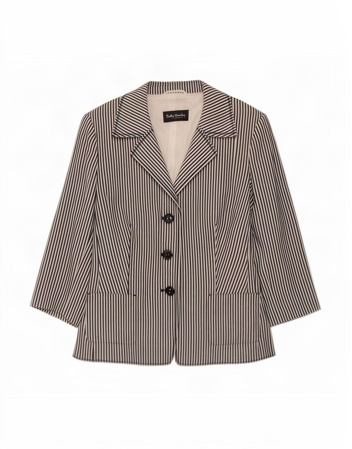 Giacca blazer a 3 bottoni da donna Betty Barclay IT 44 gessato bianco medio