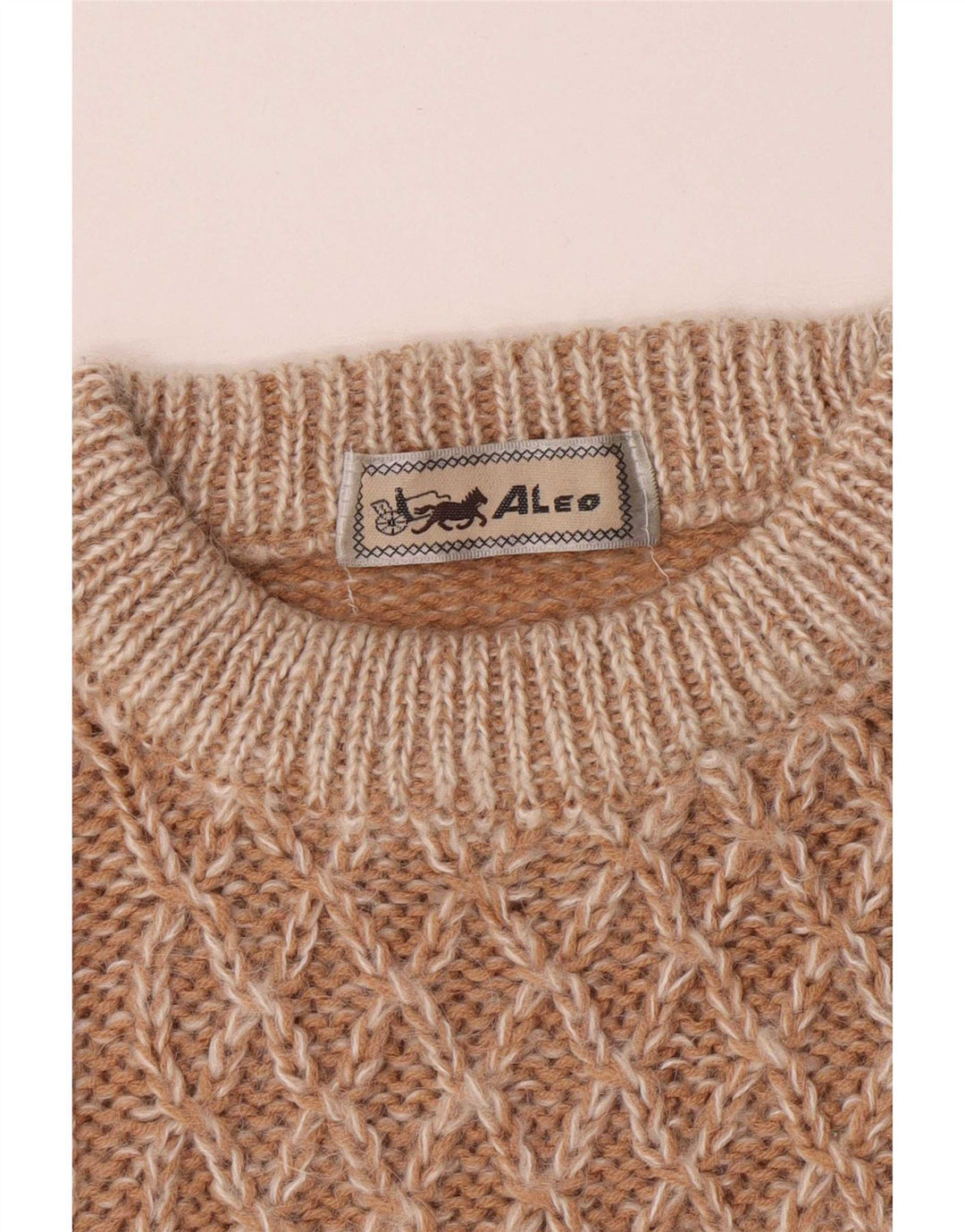 Maglione maglione girocollo vestibilità regolare da uomo vintage marrone medio geometrico