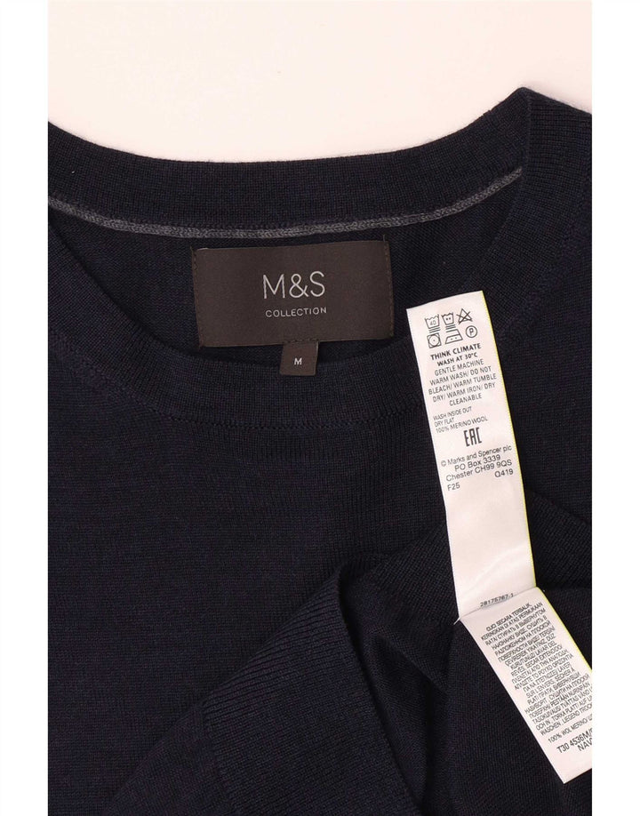 Marks & Spencer Maglione da uomo con scollo a barca Maglione medio in lana merino blu navy