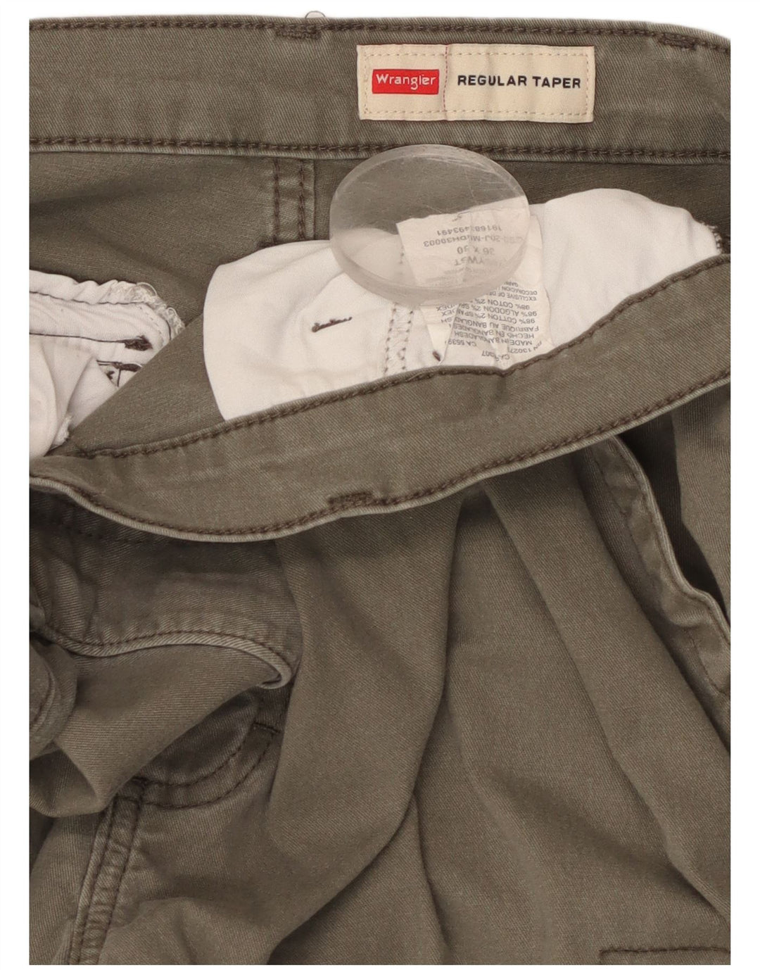 Pantaloni cargo affusolati regolari da uomo Wrangler W36 L30 cotone verde