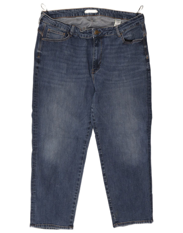 Jeans corti a vita alta da donna Marks & Spencer UK 22 3XL W38 L25 Blu