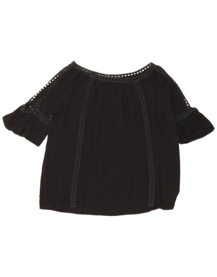 Top vintage da donna con spalle scoperte UK 16 grande nero