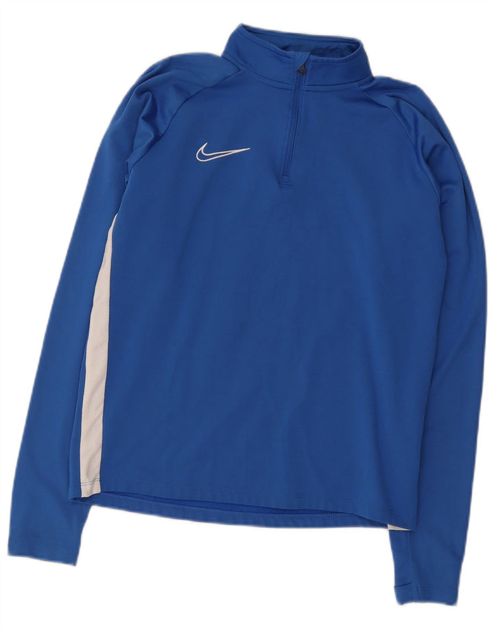 Nike - Maglia da tuta pullover con zip e collo da uomo, piccola, in poliestere color block blu
