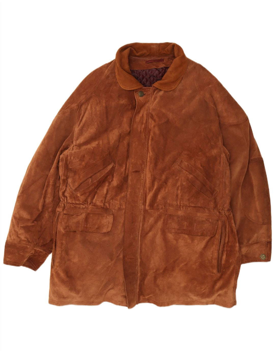 Soprabito vintage da uomo in pelle scamosciata UK 40 grande marrone
