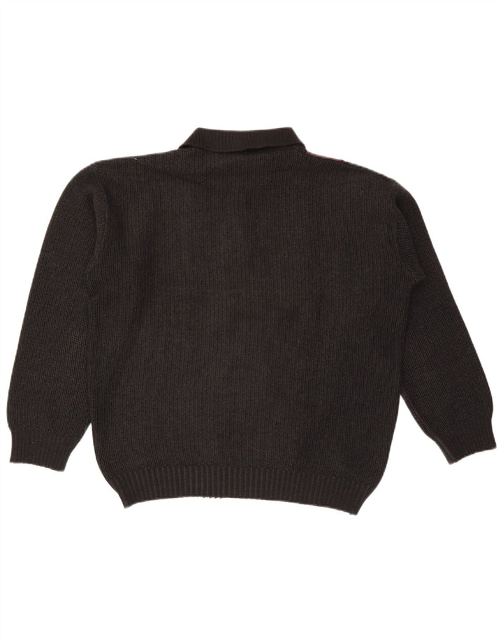Maglione vintage da uomo con collo alto e color block nero medio