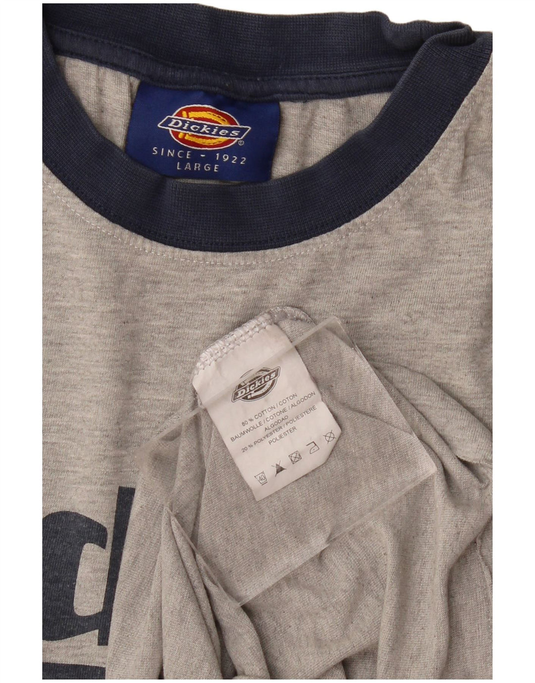 DICKIES T-shirt grafica da donna Top UK 16 grande cotone grigio