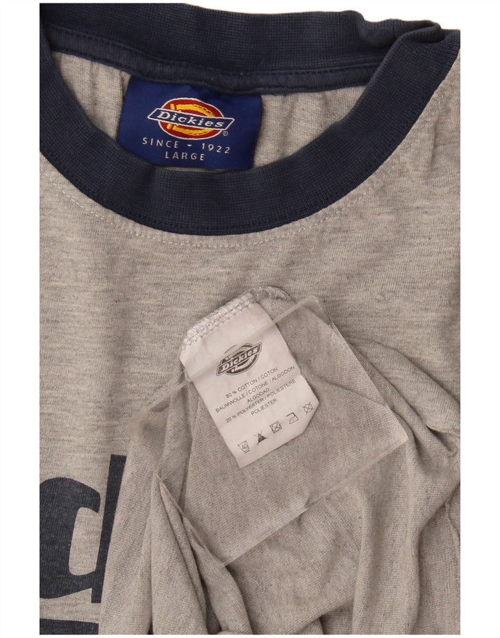 DICKIES T-shirt grafica da donna Top UK 16 grande cotone grigio