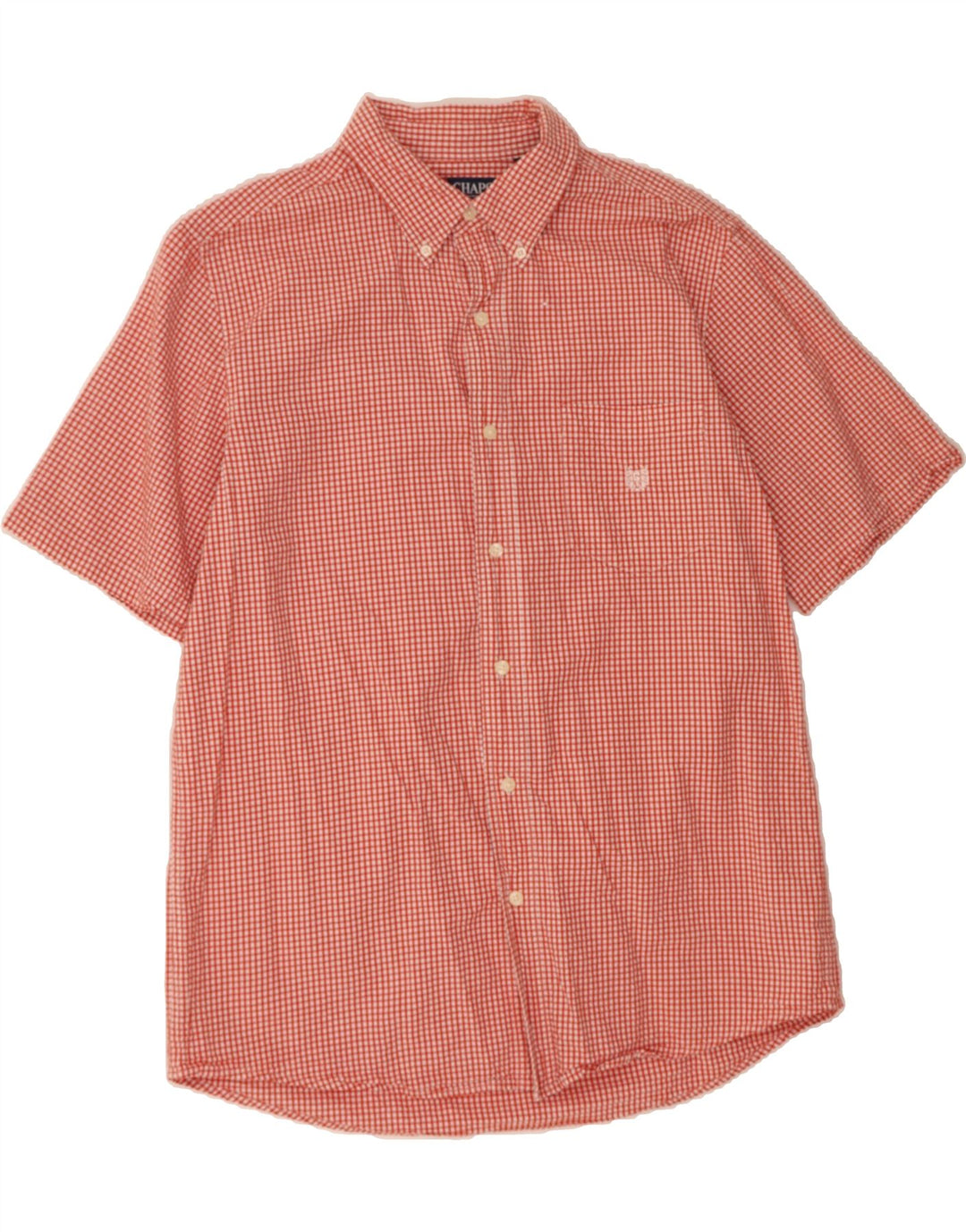 CHAPS Mens Short Sleeve Shirt Medium Red Gingham Cotton Vintage Chaps and Second-Hand Chaps from Messina Hembry 