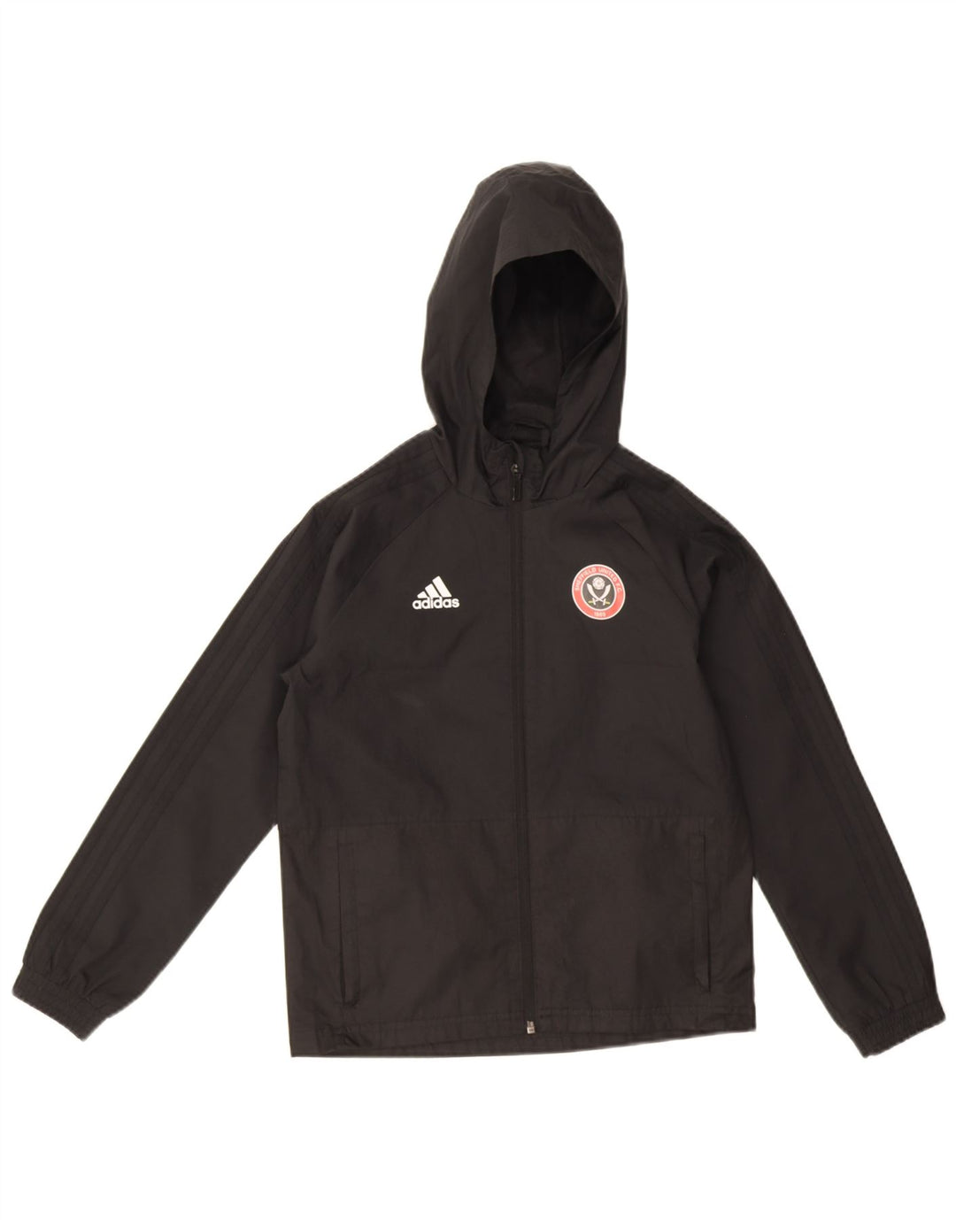 Giacca antipioggia con cappuccio Adidas da ragazzo 9-10 anni in poliestere nero