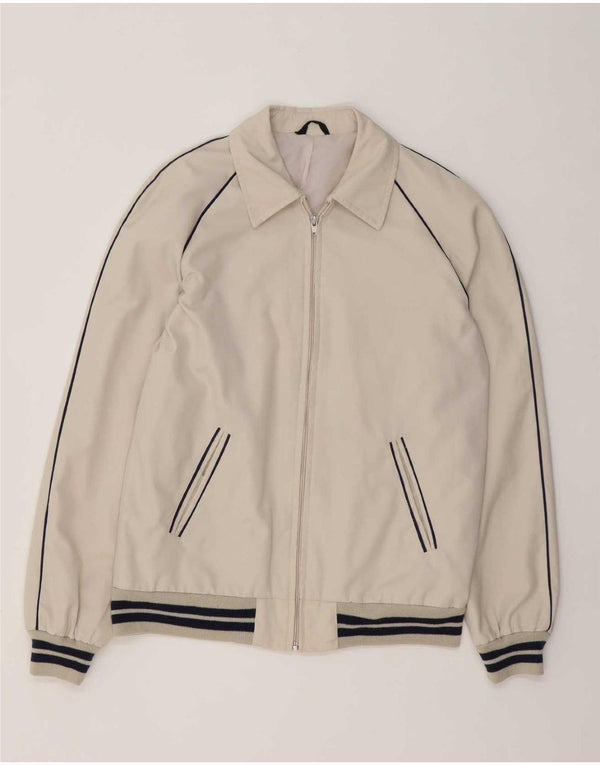 Giubbotto bomber vintage da uomo UK 38 a righe bianche medie