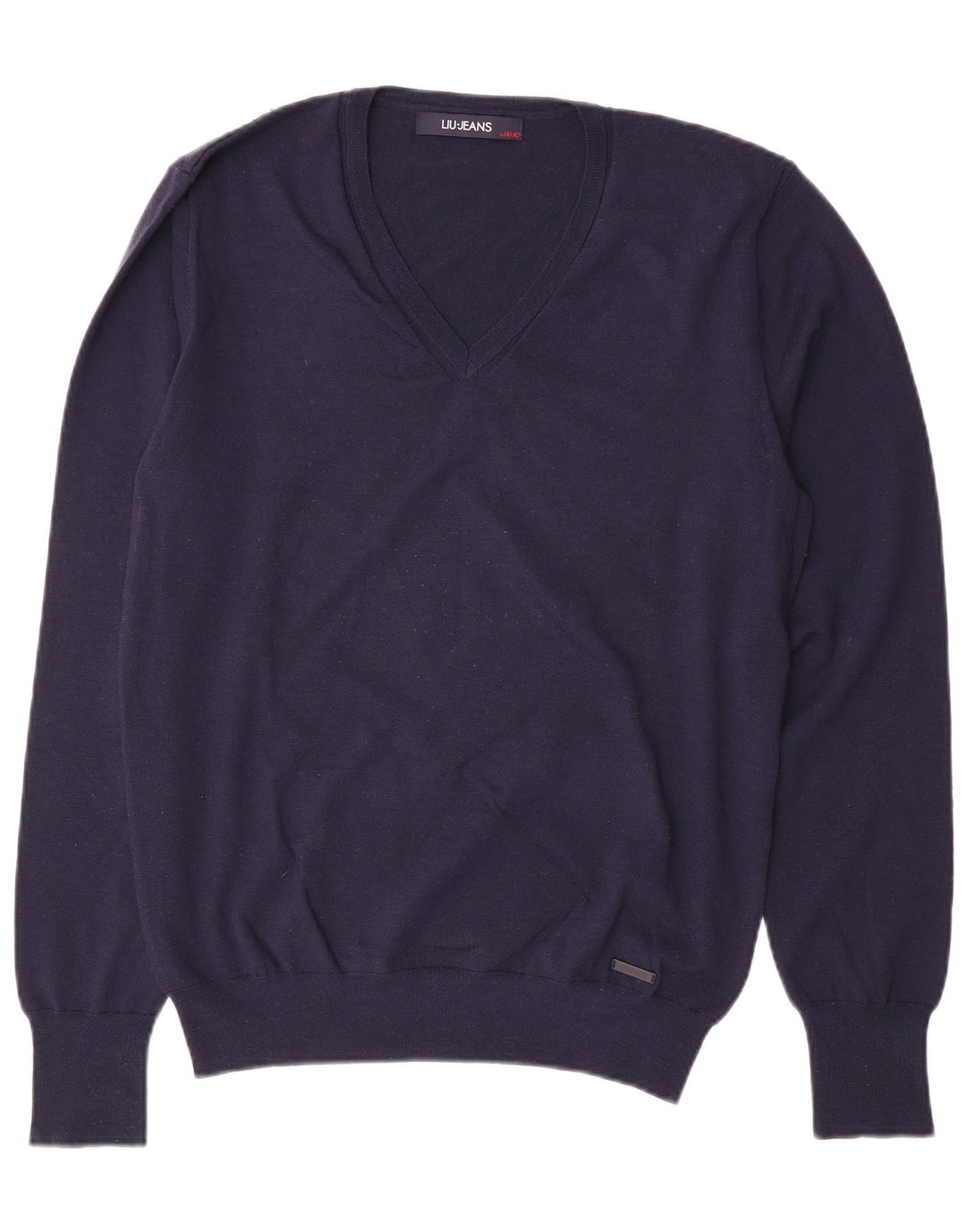 LIU JO Maglione da donna con scollo a V UK 18 XL Lana blu navy