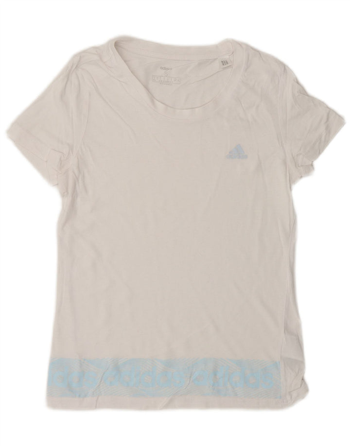 T-shirt grafica da donna ADIDAS Top UK 8/10 piccola in cotone bianco