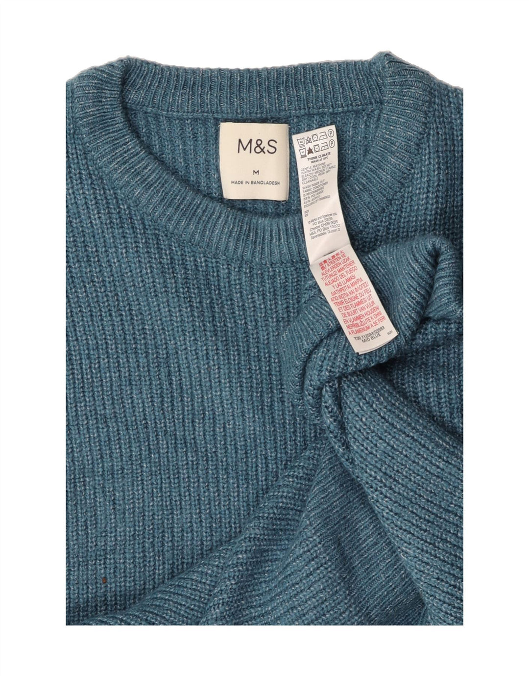 MARKS & SPENCER Womens Crew Neck Jumper Sweater UK 14 Medium Blue Vintage Marks & Spencer and Second-Hand Marks & Spencer from Messina Hembry 