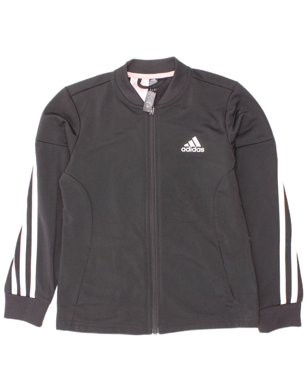 Giacca Top Tuta Adidas Bambina 7-8 Anni Poliestere Gessato Nero