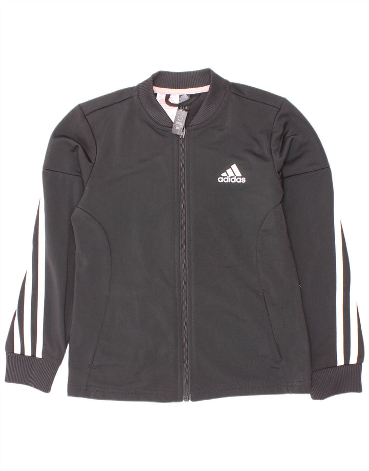 Giacca Top Tuta Adidas Bambina 7-8 Anni Poliestere Gessato Nero