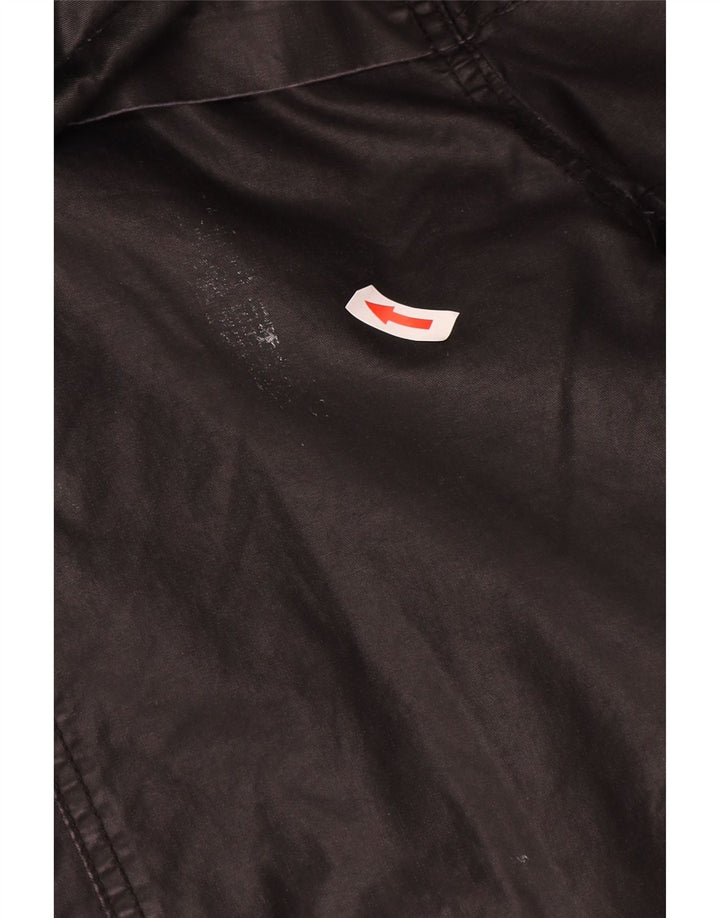 Giacca da donna Zara in cotone cerato con cappuccio UK 14 media nera