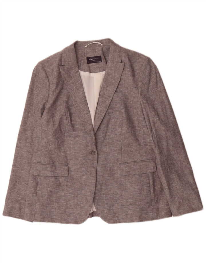Giacca blazer slim fit da donna Marks & Spencer a 1 bottone UK 16 grande grigia