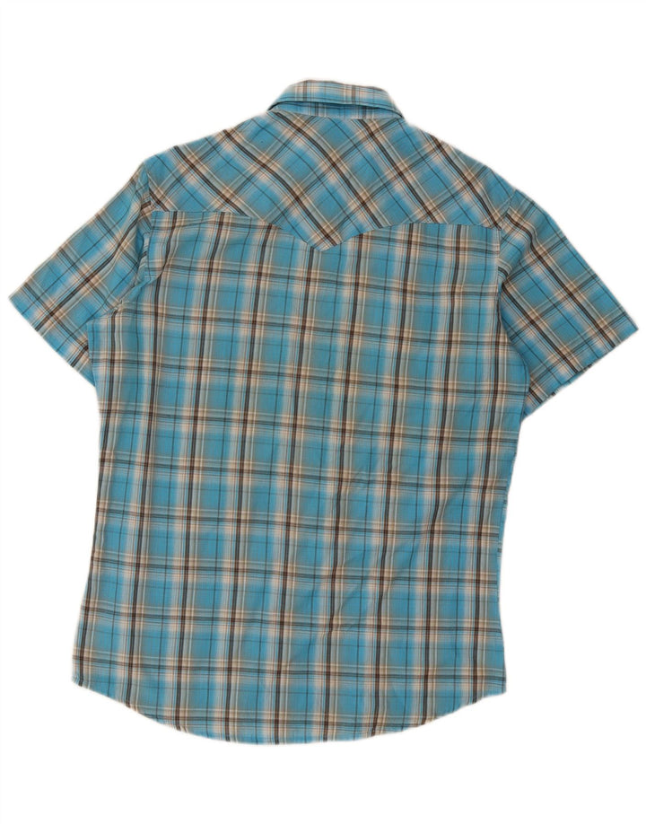 Camicia a maniche corte western da uomo Wrangler a quadri blu medio